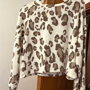 Lush leopard print cropped sweater in size large